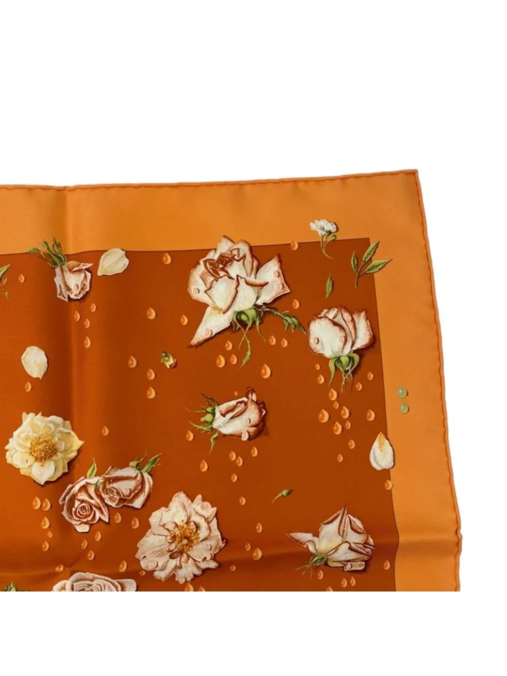 Hermes Scarf Silk la Rosee Anne Gavarni Rose Drops Orange - Picture 3 of 6